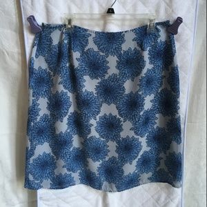 Blue flowered lined skirt